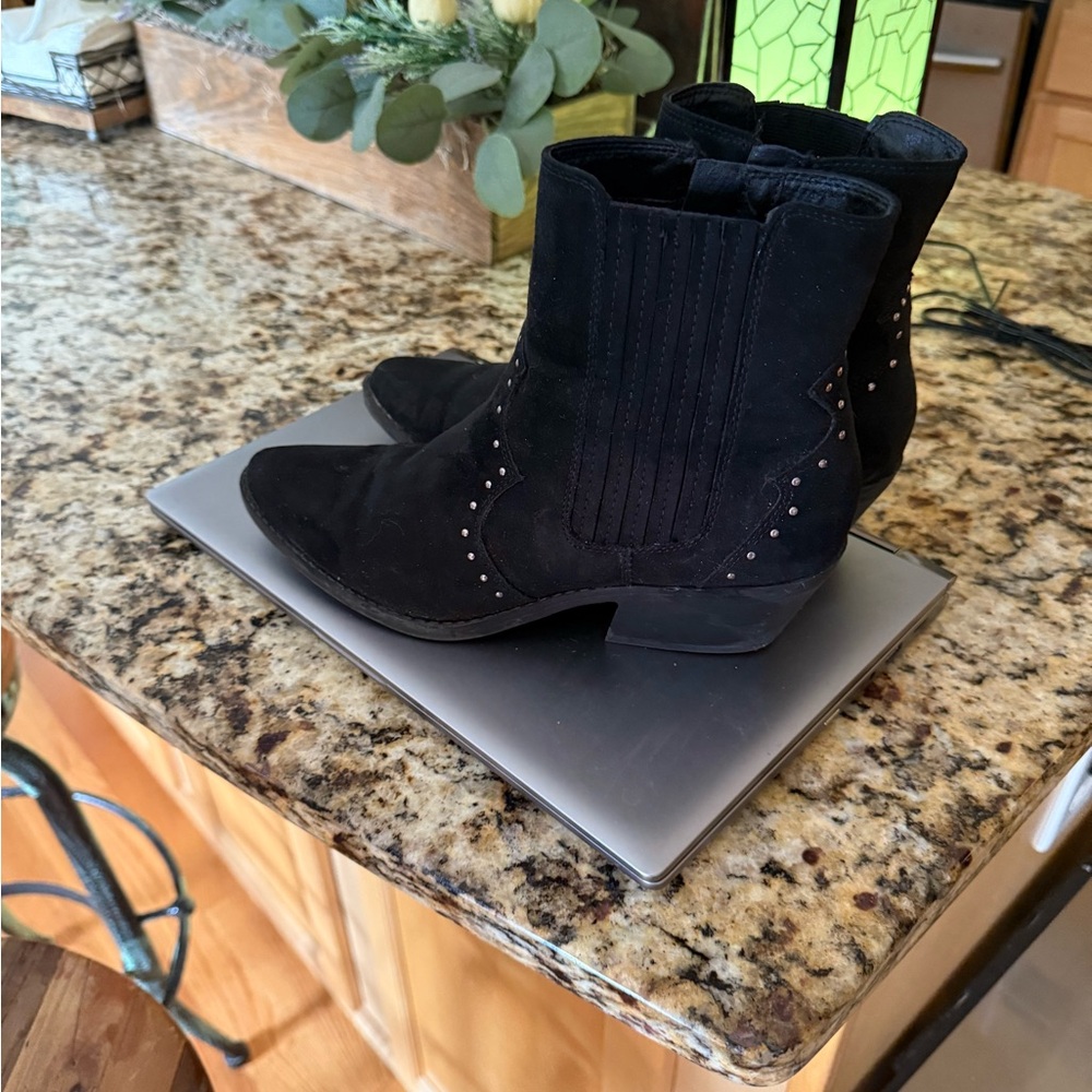 Suede Studded Ankle Booties with Cushioned Midsole